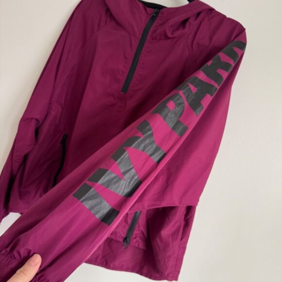 Ivy Park Hooded Quarter Zip Windbreaker Jacket - Maroon | Size S - Picture 3 of 7